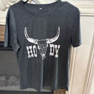 Gray and White Halloween T-Shirt with Spooky Graphics